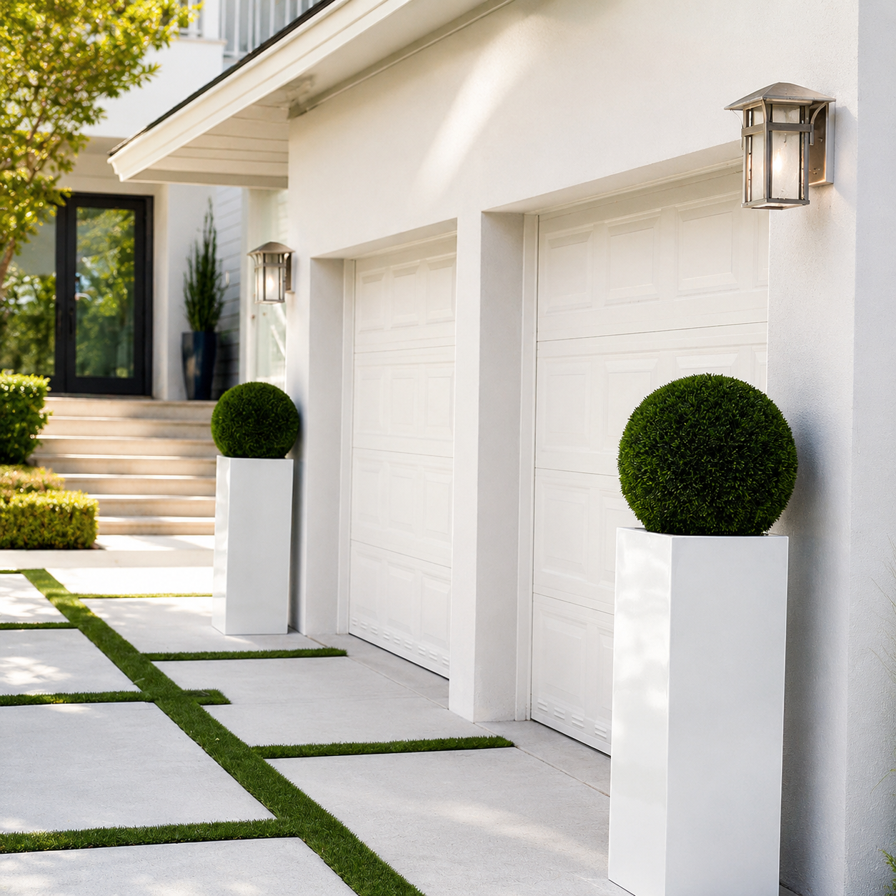 Topiario 51 cm en Jarrón Yong Blanco Lacado para decoración de interiores | Vareluma