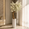 Cerezo Blanco en Macetero St. Tropez Beige Mate para decoración de interiores | Vareluma