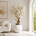 Cerezo Blanco en Jarrón Esférico Lacado para decoración de interiores | Vareluma
