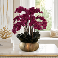 Orquídeas Phalaenopsis Rosas en Cuenco Bowie Dorado para decoración de interiores | Vareluma