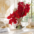 Cymbidiums Rojos en Jarrón Luna para decoración de interiores | Vareluma