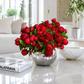 Rosas Inglesas Rojas en Cuenco de Vidrio Mercurizado para decoración de interiores | Vareluma